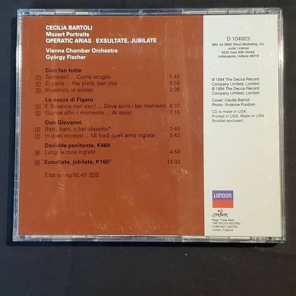 CECILIA BARTOLI - Mozart Portraits, OPERATIC ARIAS EXSULTATE, JUBILATE, Vienna C - Picture 3 of 3